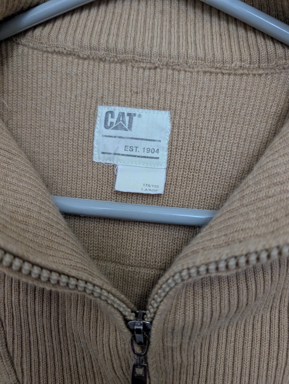 CAT Men's Zip-Up Sweater Jacket in Tan